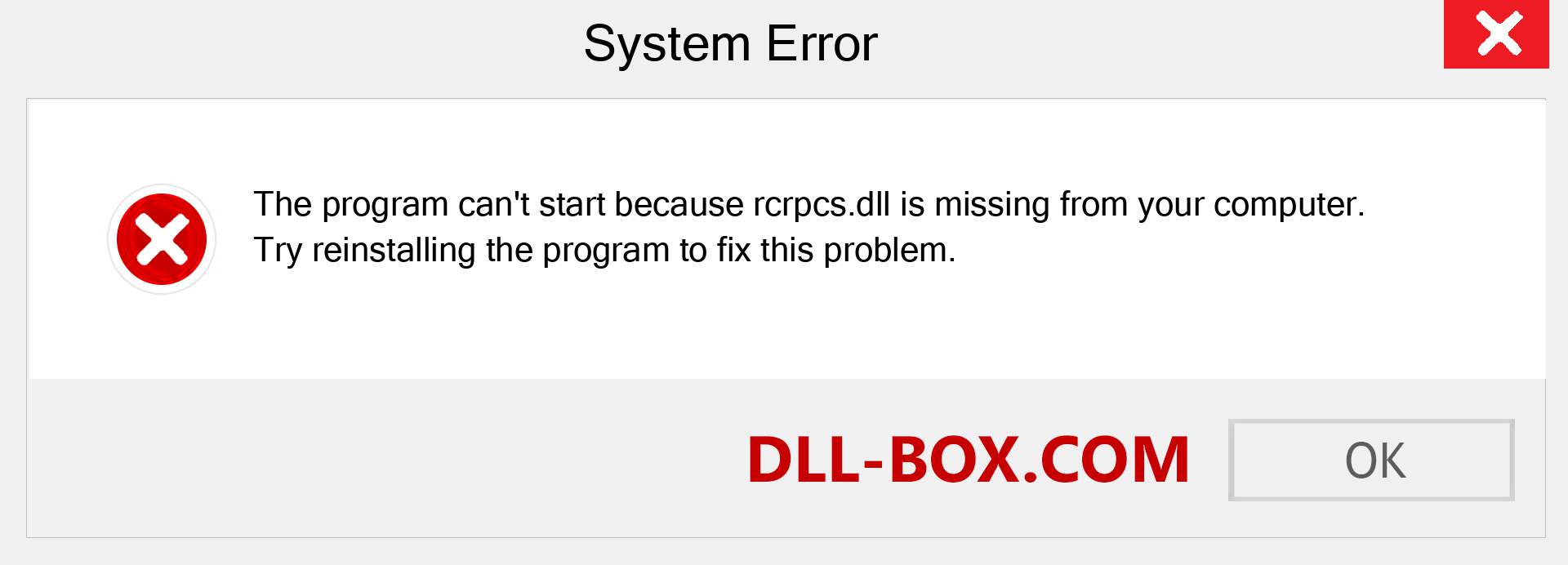  rcrpcs.dll file is missing?. Download for Windows 7, 8, 10 - Fix  rcrpcs dll Missing Error on Windows, photos, images